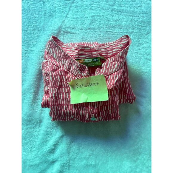 Rockflowerpaper Womens Red White Print Button-Up Tunic Top Small Lightweight - Picture 10 of 10